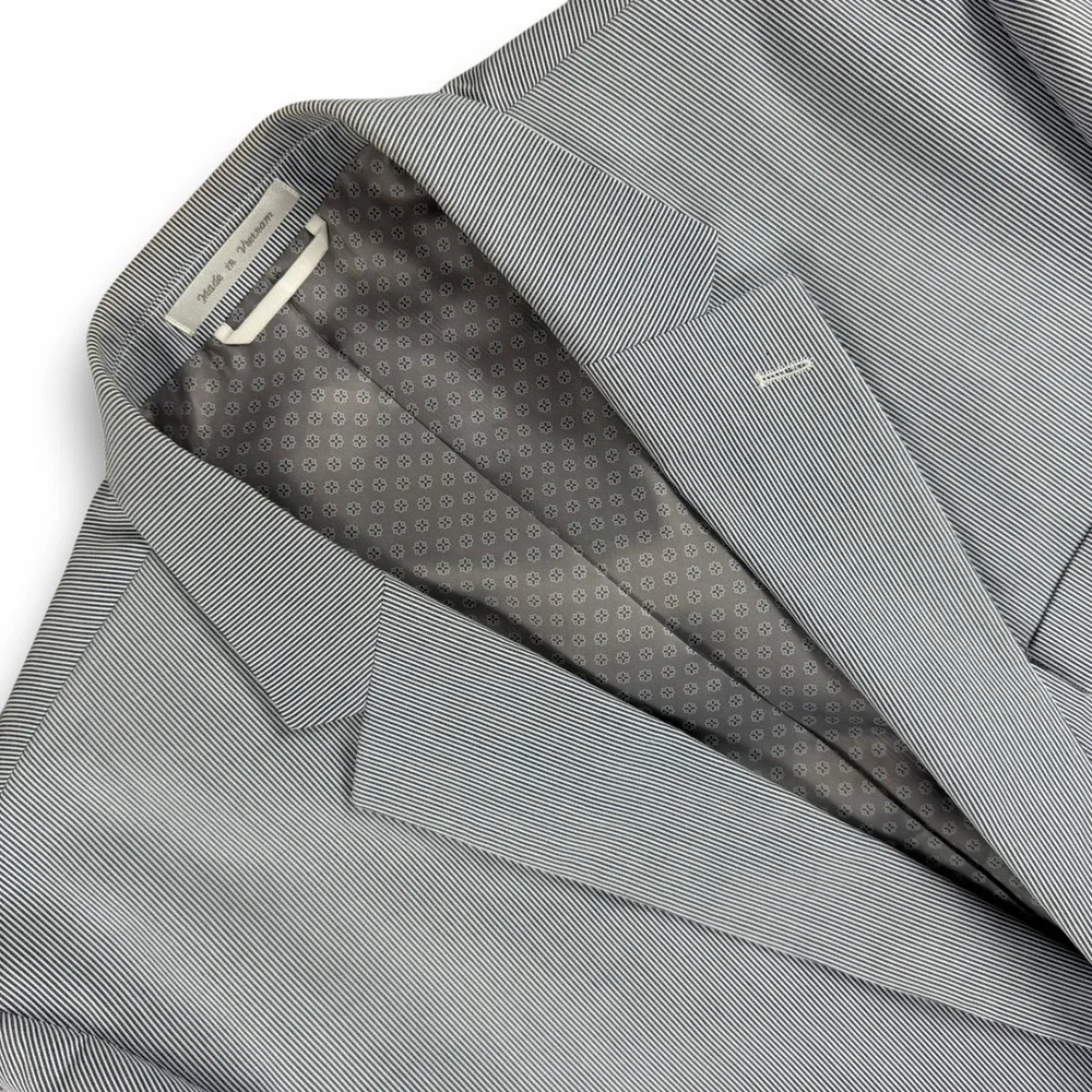 Chaps Blazer Mens 42R Blue Seersucker Striped Two Button Formal Coat‎ Geometric